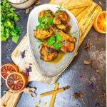 pečené kuracie nohy s krvavým pomarančom