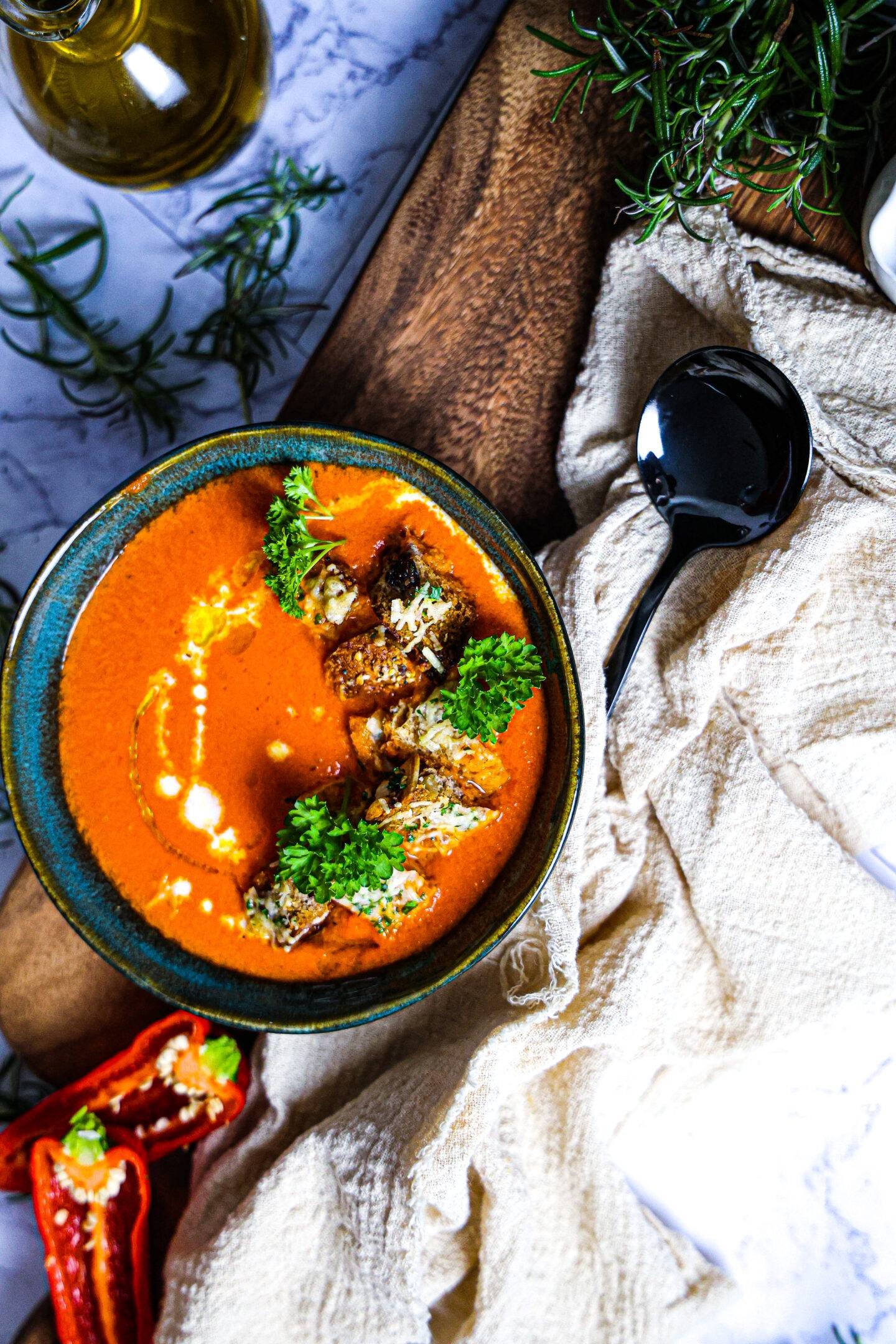 Суп-пюре из жареного болгарского перца