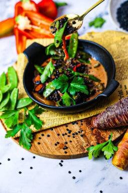 beluga lentils with vegetables