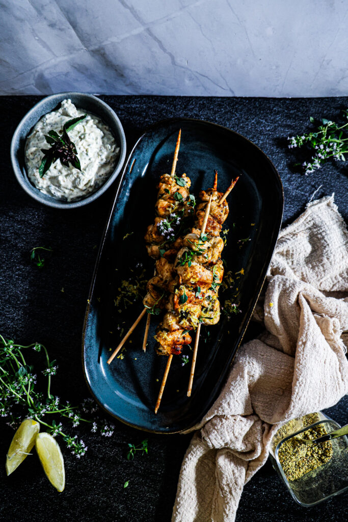 chicken lemon skewers