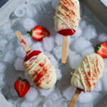 strawberry popsicles in white chocolate