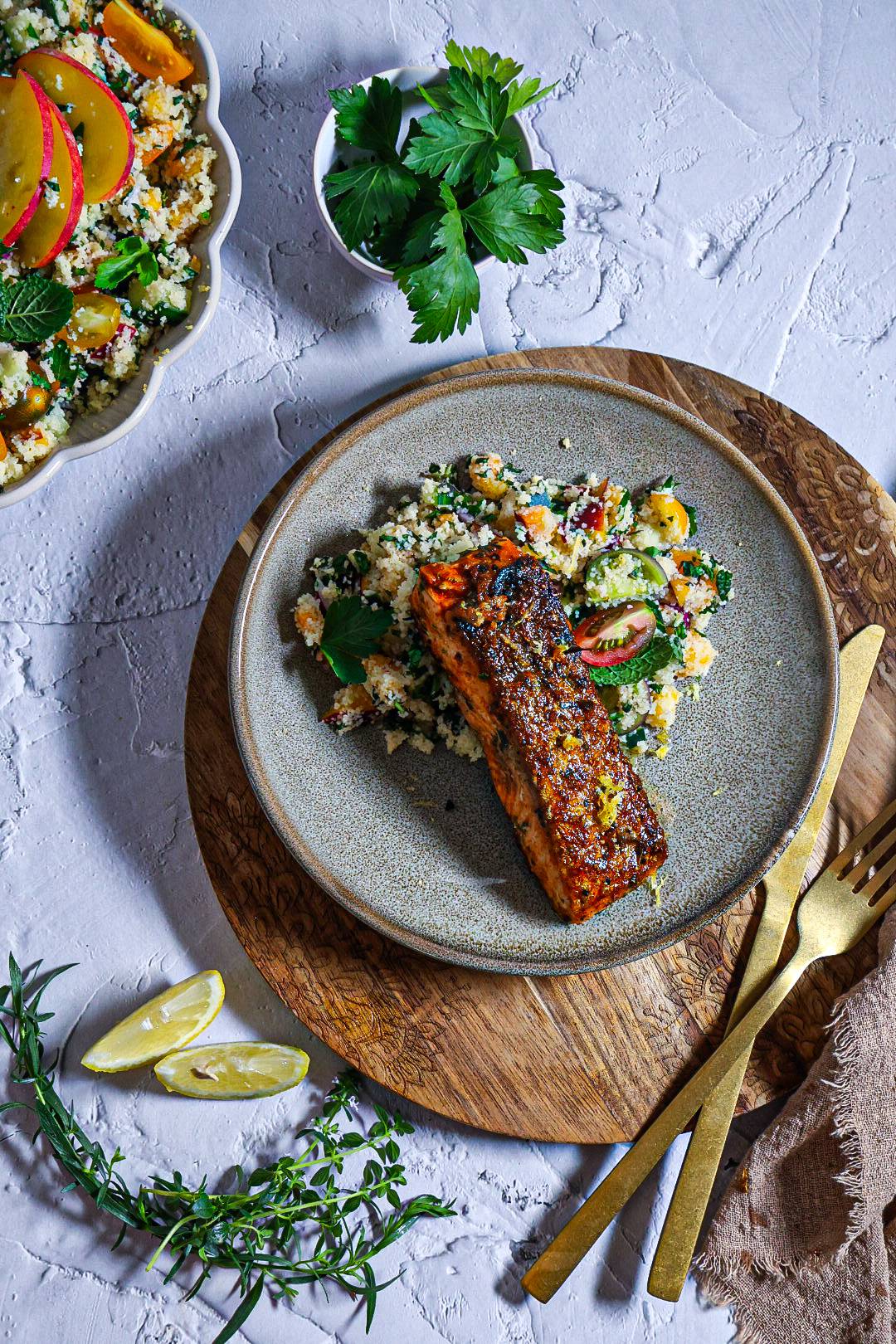 salmon with cous cous