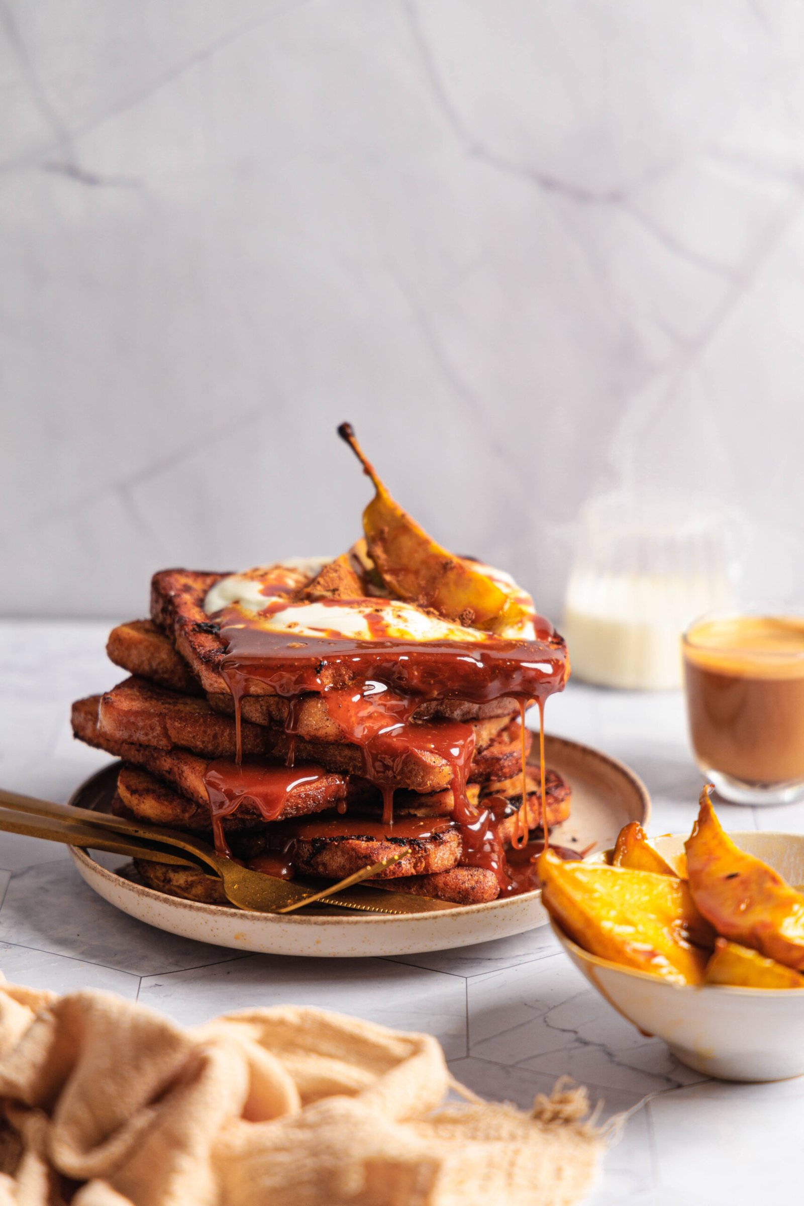 french toast with caramelised pears