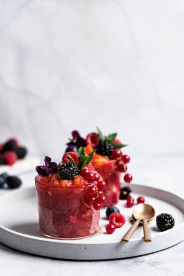 blood orange chia pudding with fruits