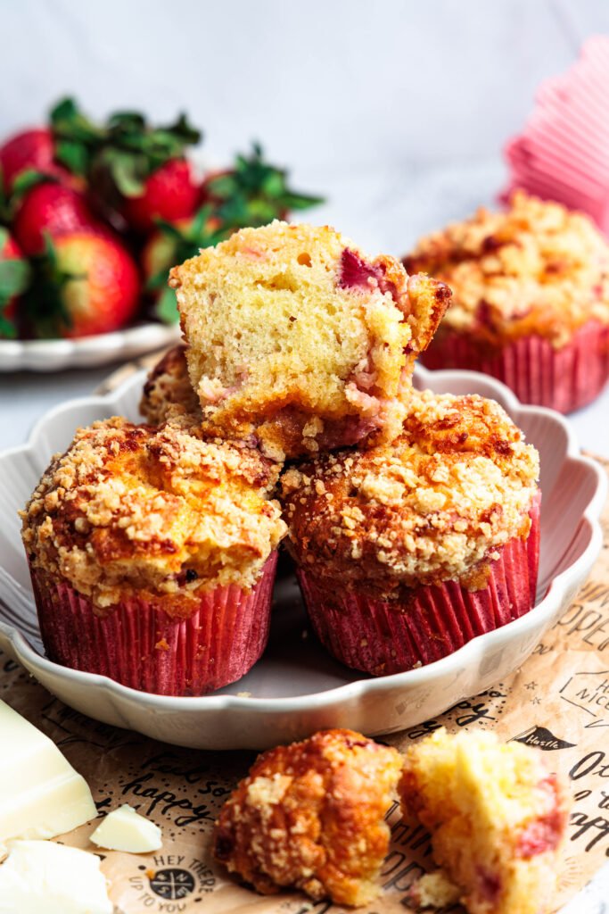 strawberry muffin with white chocolate