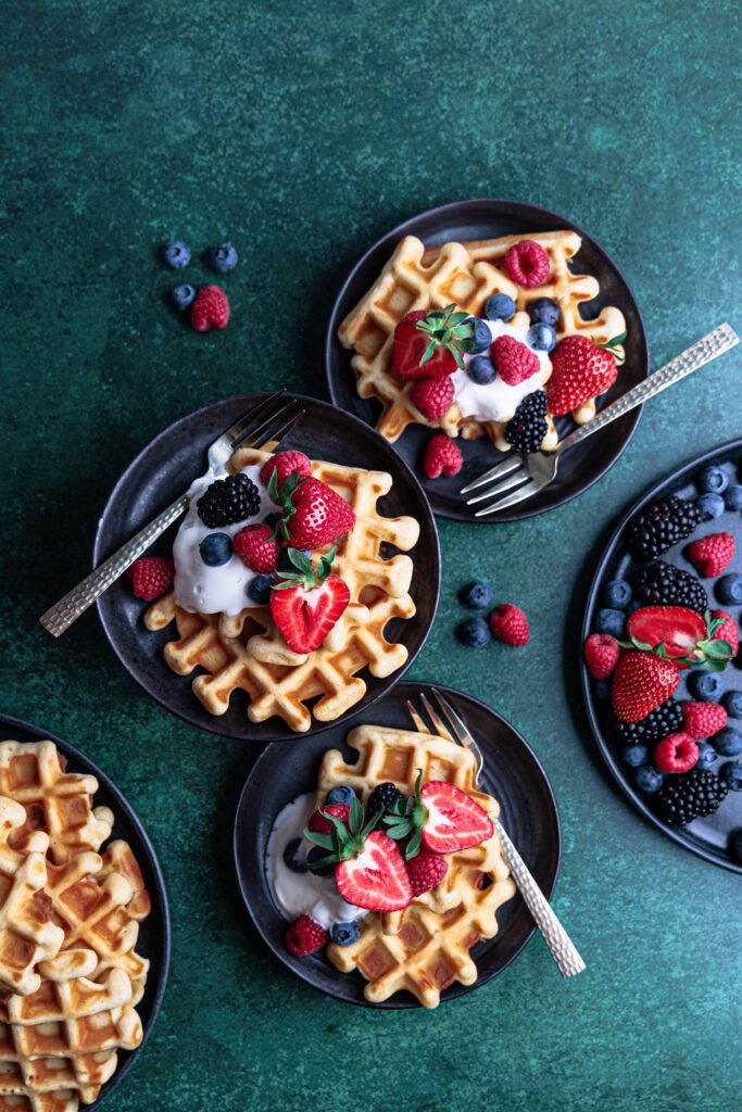 homemade waffles with berries