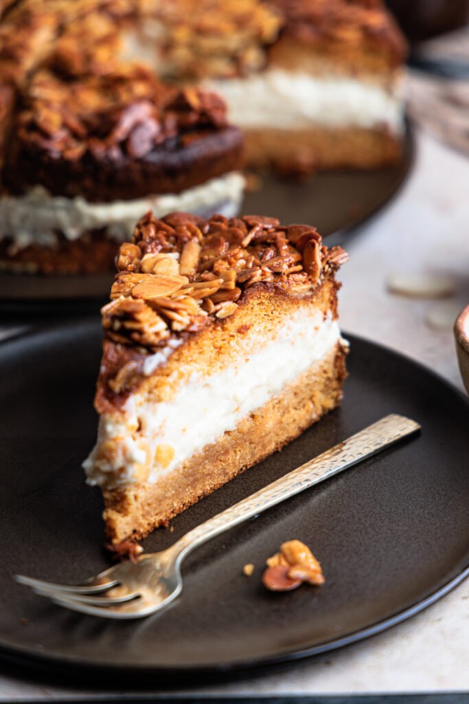 a piece of honey almond cake