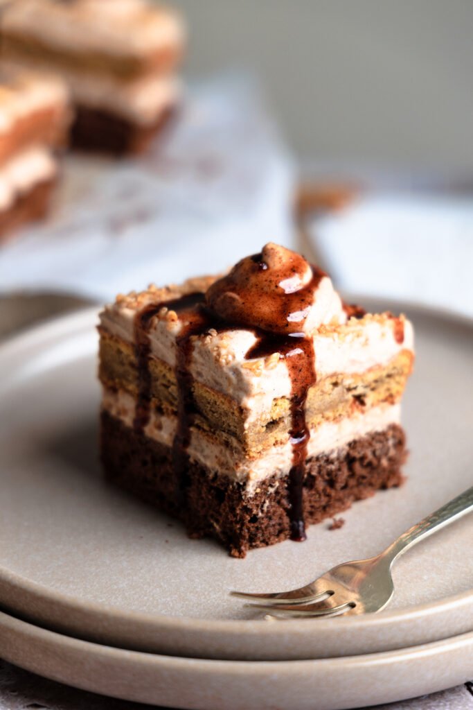 one piece of a pumpkin cake
